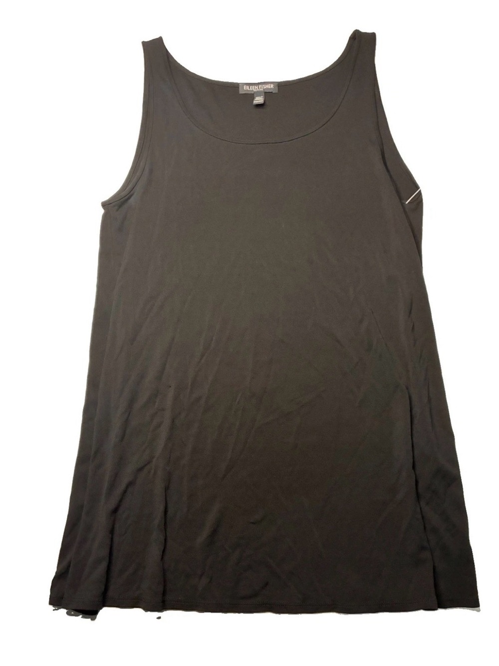 Eileen Fisher Black 100% Silk Scoop Neck Tank Top Womens Petite M Luxury Nwot